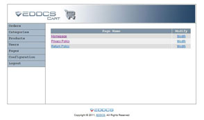 Shopping Cart Pages Screen