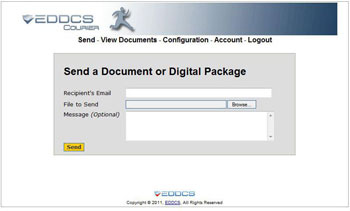 EDDCS Digital Courier Send Document Screen